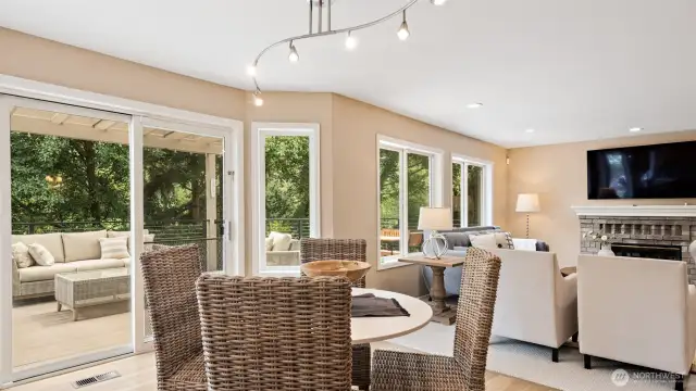 Eating area + Family Room + Brand New Hardwood floors.