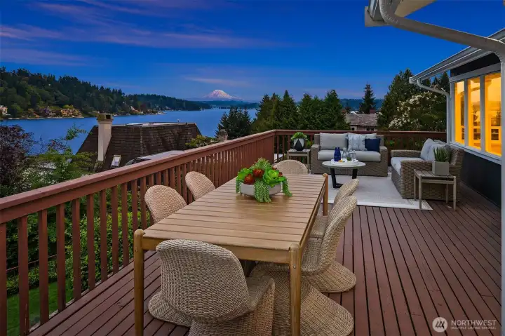 The terrace spans the length of the home allowing for multiple seating vignettes.
