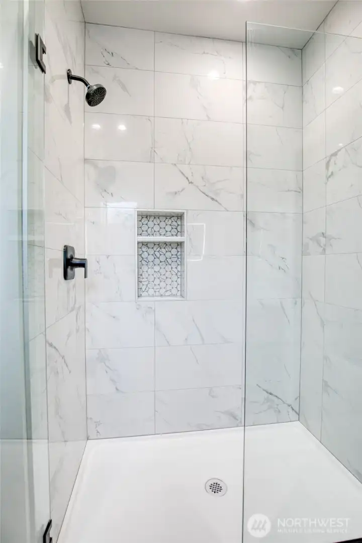 Custom tile shower in the primary bath