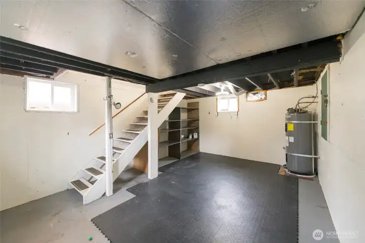 Basement offers great storage or workspace