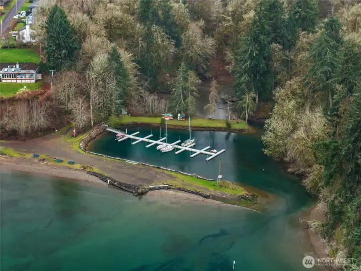 Beachcrest neighborhood marina providing moorage opportunities and direct access to Puget Sound boating.
