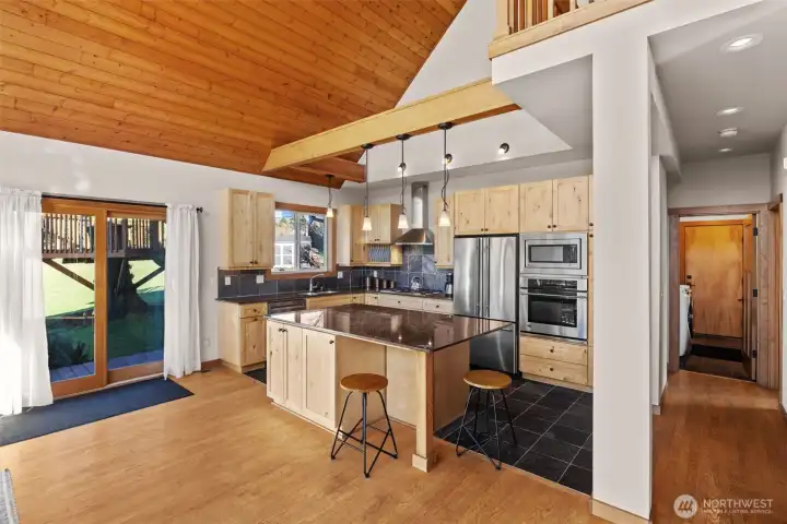 Open and inviting, this chef's kitchen has it all