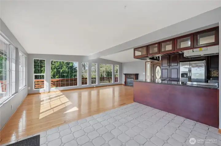 Upper living room and dining area