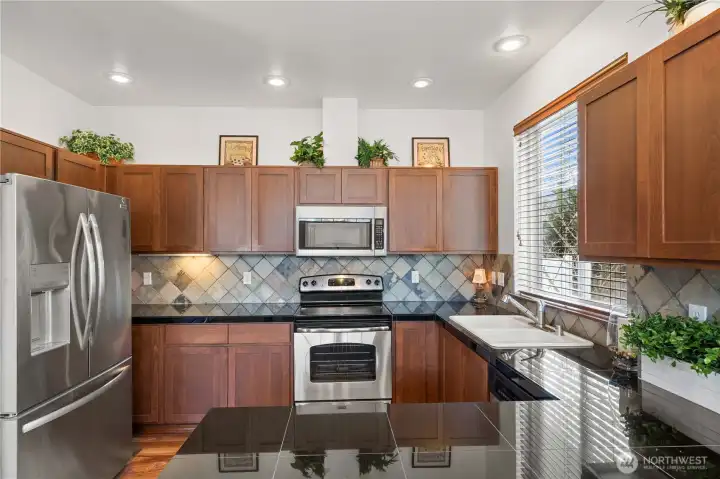 Stainless steel appliances with new refrigerator