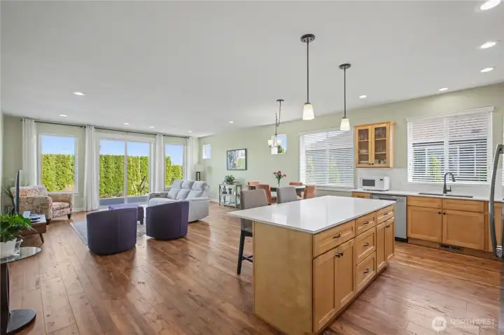 Enjoy the open floor plan with a spacious kitchen and living room.