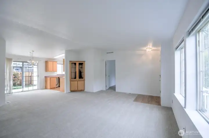 Living Room - looking towards Primary Bedroom and Kitchen Area