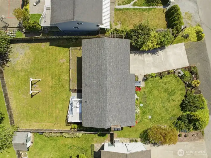Large lot with plenty of yard space and a great setback from main road.