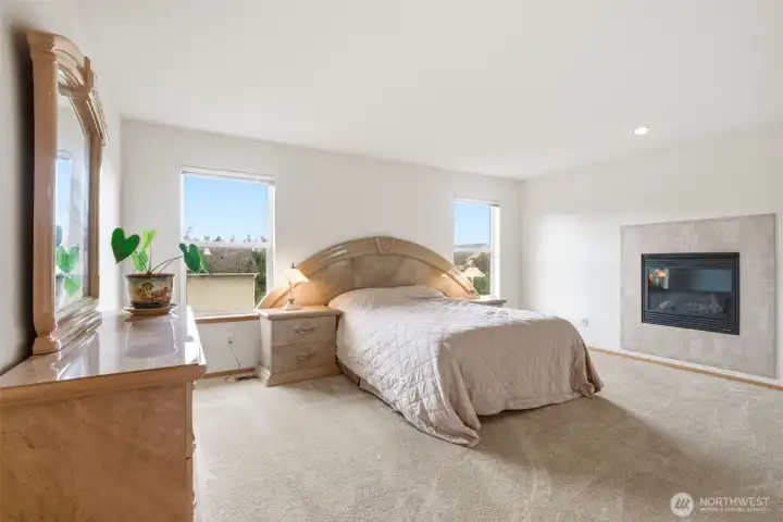 Primary suite with gas fireplace