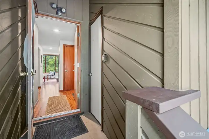 Home entry, with storage to the right.