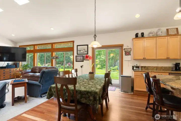 Dining area just off the kitchen. Beautiful Fir wood floors.