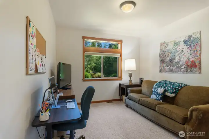 Bedroom #3 is being used as a TV room