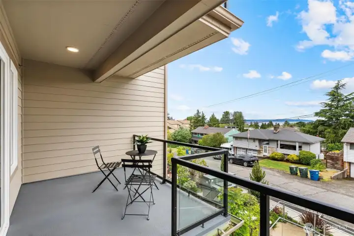 Hand railed deck to enjoy sound view