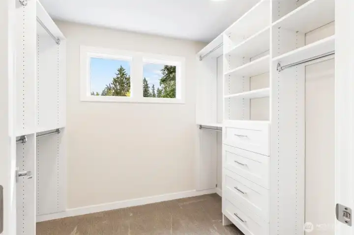 Walk in closet in master bedroom