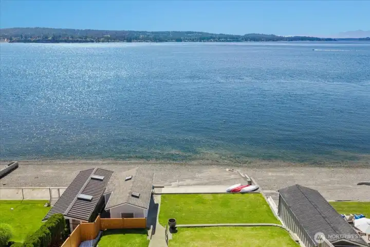 Aerial with yard and boat house