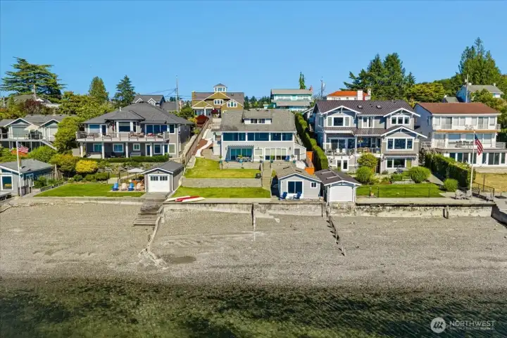 Aerial looking back towards the home