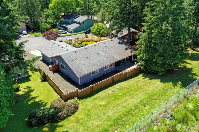 Overhead view of the back of the home.