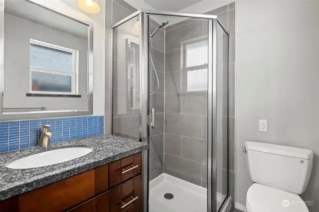 DADU bathroom with custom tile work.