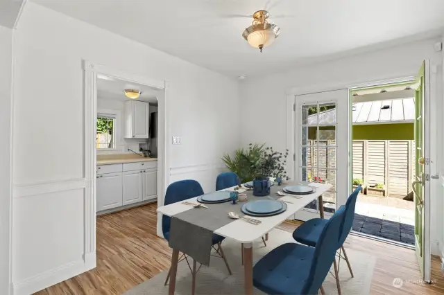 French doors lead out to back patio.