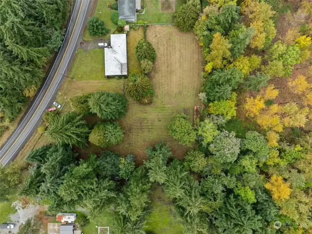 Aerial View of the Lot. Nice flat lot with tons of privacy!