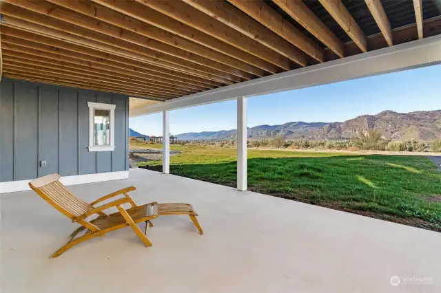 Covered Patio that opens to level lawn