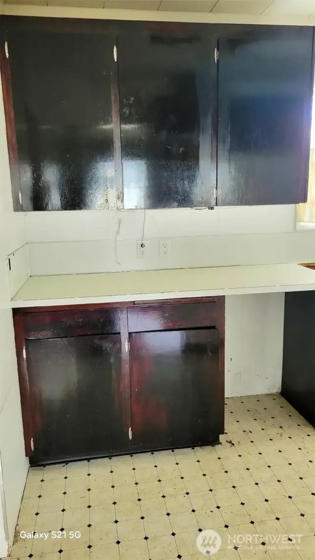 Kitchen cabinets.