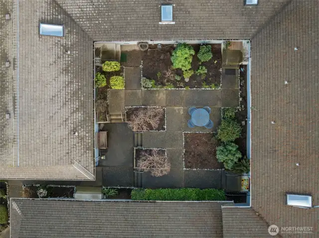 Aerial view of courtyard.