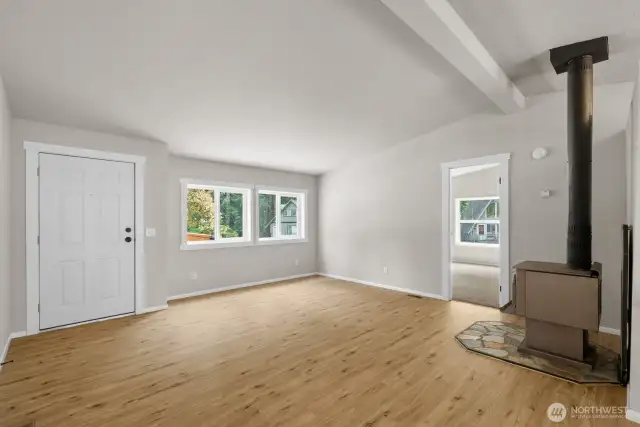 Living area with wood stove
