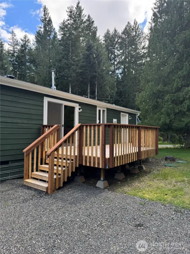 Large deck across the back of the home.