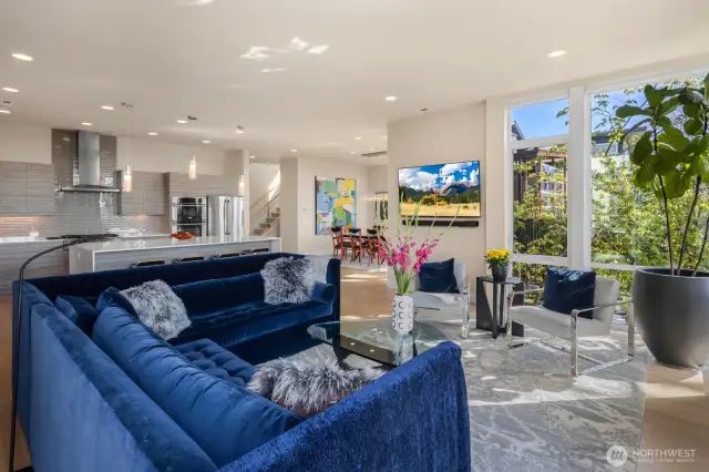 Stay connected to guests, from wherever you are, in this luxurious, bright, open living space