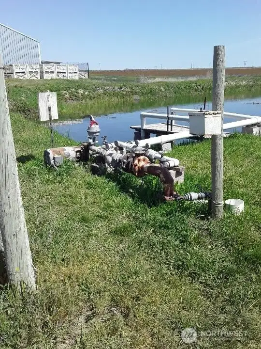 Closer view of the irrigation pump system.