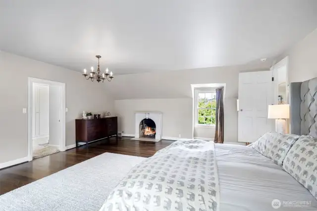Gas fireplace.