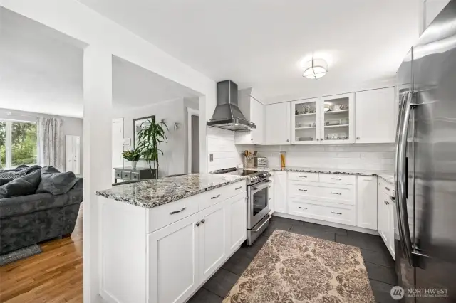 Granite countertops with breakfast bar