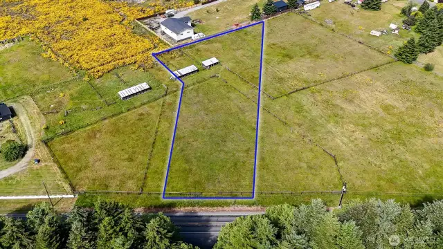 Dry and level two acre parcel ready for development. Blue boundary lines are approximate. Buyer to verify to their own satisfaction.