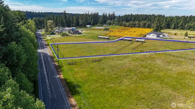 Room enough for an expansive veggie patch plus chickens, goats, and maybe even a cow! Blue boundary lines are approximate. Buyer to verify to their own satisfaction.