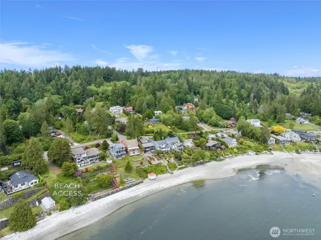 Beach access in relation to the neighboring houses.