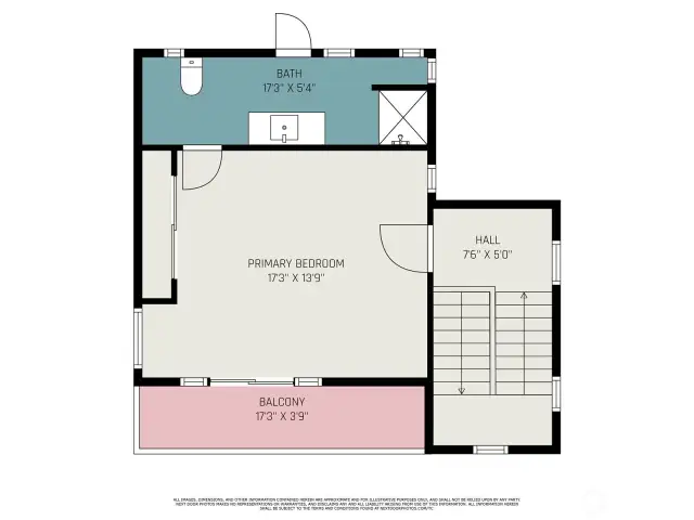 Upper level floor plan.