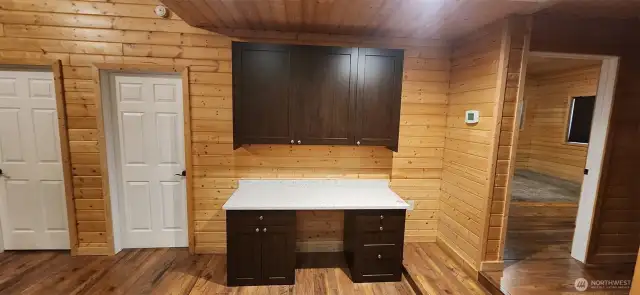 Built in office desk and cabinet