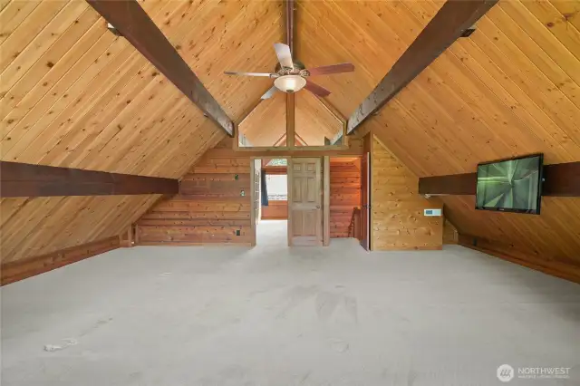 Primary bedroom, vaulted ceilings