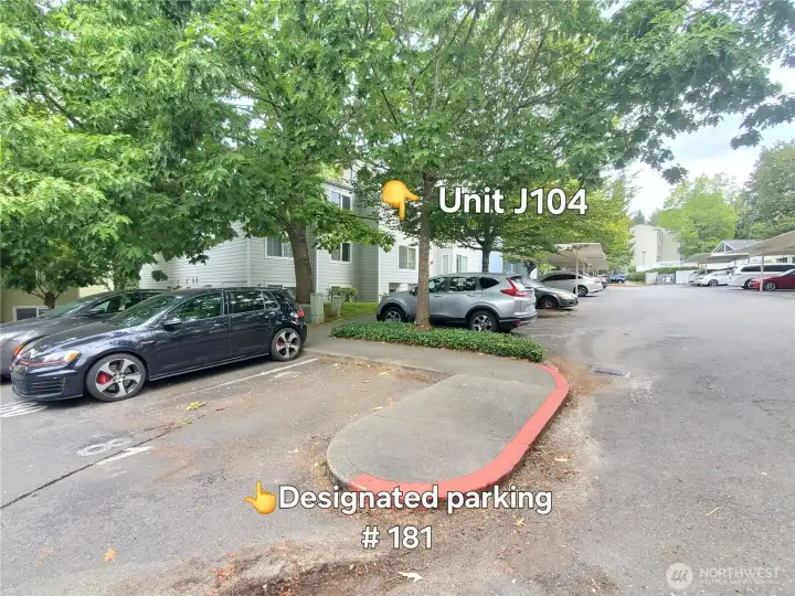 Assigned parking #181. Convenient parking close to the unit.
