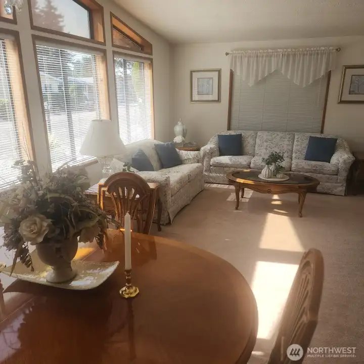 Dining room and living room.