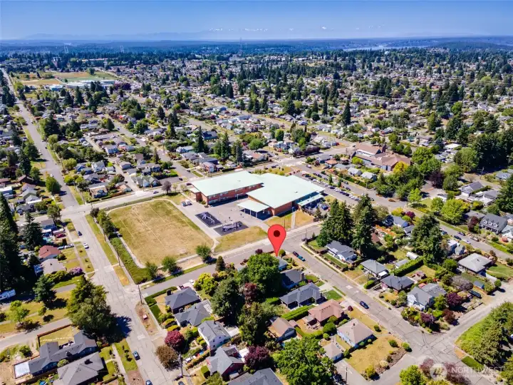 Drone shot showing Jefferson Elementary across the street!