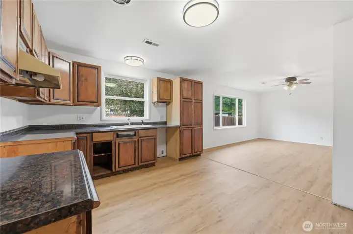 Main level kitchen and dining area