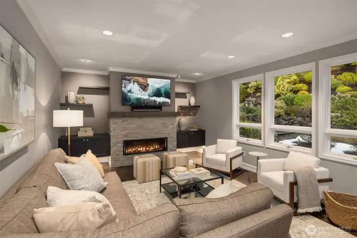 Big bright windows fill the spaces with natural light.