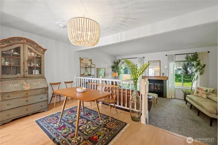 Any staging decor or furniture can be sold in addition to home, including new wood ceiling fixture.