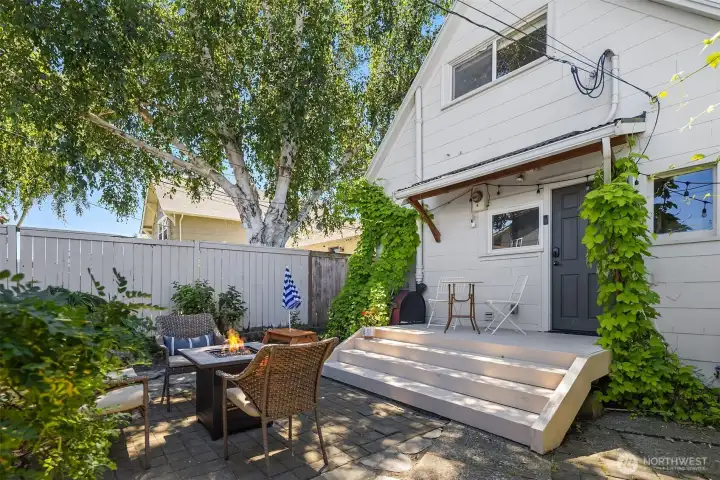 Whimsical back patio area