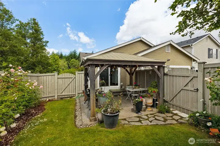 Enjoy dining under your gazebo.