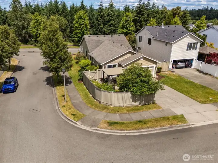 Large corner lot with irrigation.