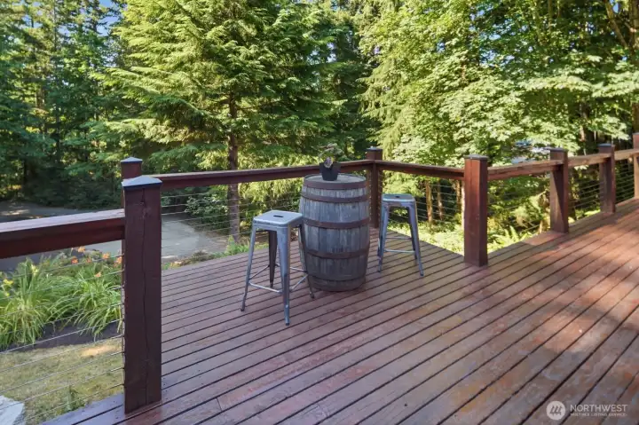 Expanded deck overlook creates the perfect spot to sip your morning coffee, unwind in the evenings, and enjoy peaceful views of the private yard. Expanded deck overlook creates the perfect spot to sip your morning coffee, unwind in the evenings, and enjoy peaceful views of the private yard.