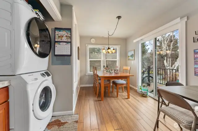 Convenient laundry space off of kitchen.