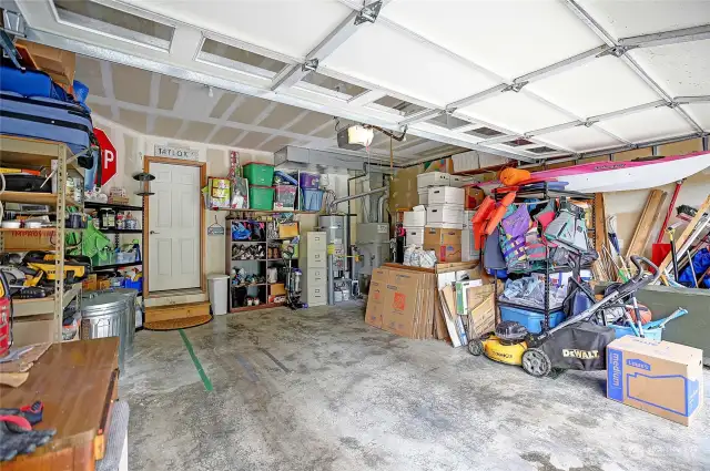 Two car garage is where your water heater and furnace are located
